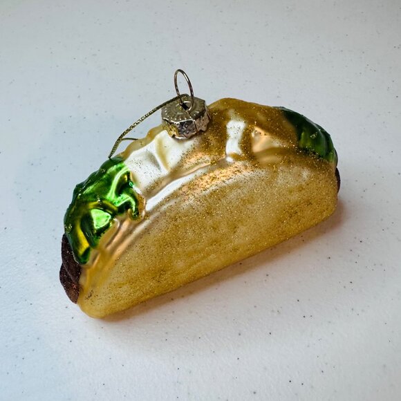 Glittery Taco Christmas Ornament Festive Fun Holiday Decor Glass Taco Decoration - Picture 1 of 6